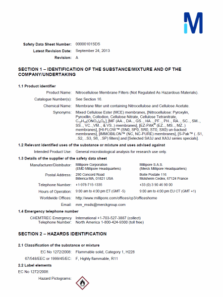 Sample Material Safety Data Sheet