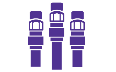 En este diagrama, se muestran tres columnas de cromatograf&iacute;a con la etiqueta "Columnas para HPLC / UPLC" colocada debajo. Debajo de la etiqueta, hay una lista de texto de tipos de columna: Columnas HILIC, Supel™ Carbon, columnas quirales, fase inversa, nano y capilar.
