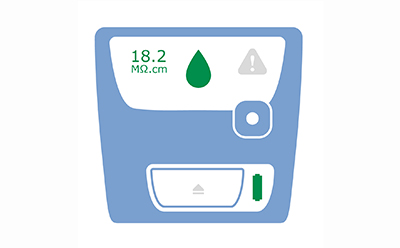 LED of Milli-Q SQ 2Series dispensing module shows as green when ultrapure water is ready to dispense.