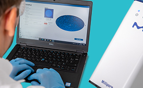 Rapid Sterility Test with the Milliflex Rapid system Operator reading the results of a rapid sterility test with the Milliflex Rapid system