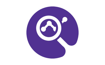 Hit expansion icon Magnifying glass over a segment of a line chart on a purple circle.