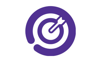 Hit Identification icon Purple target icon with arrow at center