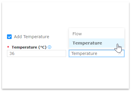 To define a dispensing temperature, check the “Add Temperature” box, and fill the additional form To define a dispensing temperature, check the “Add Temperature” box, and fill the additional form
