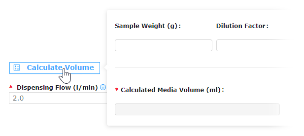 To help in determining the volume, especially for non-standard sample sizes, it is also possible to use the volume calculator. To help in determining the volume, especially for non-standard sample sizes, it is also possible to use the volume calculator.