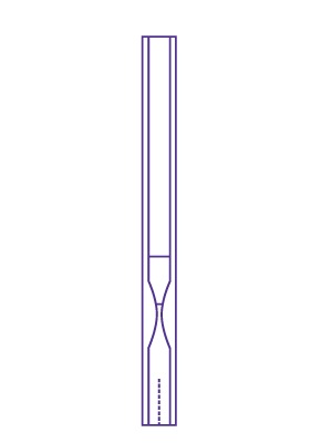 Gooseneck inlet liner Illustration of gooseneck taper GC inlet liners without deactivated glass wool.