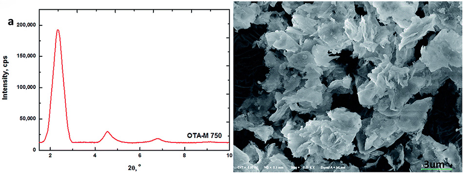 XRD pattern and SEM image of OTA-M750 XRD pattern and SEM image of OTA-M750