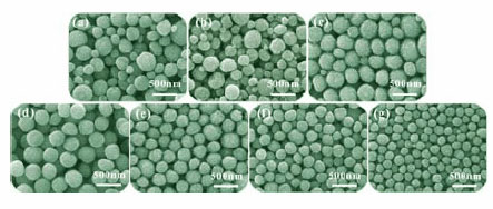 SEM images of ZnO films with aggregates different in size and size distribution 凝集体によるZnO膜のSEM画像