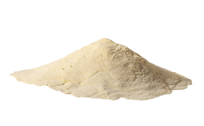 Yeast peptone A mound of fine, pale yellow yeast peptone powder set against a white background.