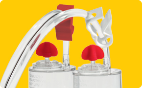 Colored clamps Pre-installed colored clamps help in accurate media filling