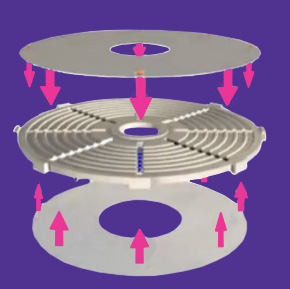 Membrane Solid Discs 3 discs to which membrane is bonded directly with no support layer