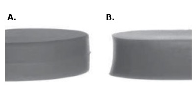 Molded vs die cut GC septa comparison Side by side comparison of molded and die cut GC septa showing differences in shape, edges, and surface finish for injector sealing performance.