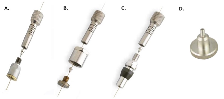 Siltite® fingertite® starter kit, injector fitting, and FID adapter installation on fused silica tubing for gas chromatography systems