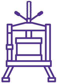Dibujo lineal morado de una prensa de impresión tradicional, que representa la familia de columnas escalable quikscale® Dibujo lineal morado de una prensa de impresión tradicional, que representa la familia de columnas escalable quikscale®