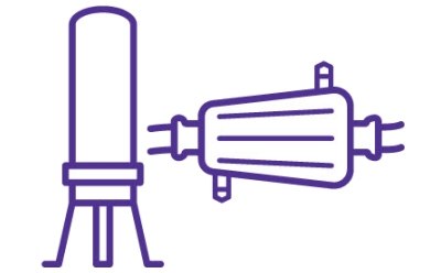 A purple line drawing of a syringe and a vaccine vial, depicting the syringe with its needle pointed upwards and the vial with a cap on top, both illustrated in a simplified style focusing on their basic shapes and structures. A purple line drawing of a syringe and a vaccine vial, depicting the syringe with its needle pointed upwards and the vial with a cap on top, both illustrated in a simplified style focusing on their basic shapes and structures.