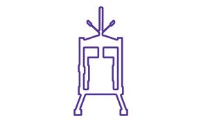 Esbozo de un biorreactor representado en morado sobre fondo blanco. Esbozo de un biorreactor representado en morado sobre fondo blanco.