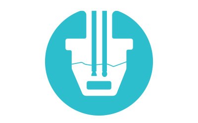 A bright turquoise circular icon featuring a white graphic of a laboratory titration vessel commonly used in Karl Fischer titration. The vessel has a wide top with three narrow vertical tubes entering it from above, symbolizing reagent and sample inlets along with a sensor or electrode. Inside the vessel, a wavy horizontal line represents the liquid level, indicating the presence of the titration medium. A rectangular shape at the bottom of the vessel likely symbolizes a stirrer or an electrode. 