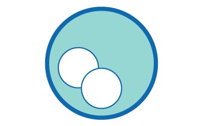 Illustration of two round cells without nuclei, enclosed in a blue circle, representing the zygote stage of embryonic development. Illustration of two round cells without nuclei, enclosed in a blue circle, representing the zygote stage of embryonic development.
