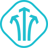 Icon with three upward arrows inside a shield-like shape Icon with three upward arrows inside a shield-like shape