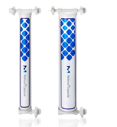 Pellicon® Capsules for single-use tangential flow filtration Nuestras cápsulas Pellicon® de un solo uso pueden estar listas para realizar ultrafiltración y diafiltración de AcM y ADC en cuestión de minutos