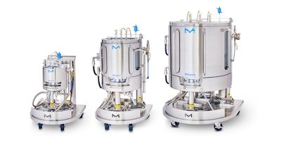 Single-Use Mobius® Reactors Single-use Mobius® ADC reactors are available in 10 L, 100 L and 500 L sizes (left to right).