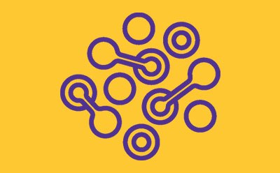 Representación gráfica con un patrón de círculos y líneas morados interconectados sobre un fondo amarillo. El diseño recuerda una estructura molecular simplificada o a un diagrama de red, lo que sugiere temas de interconectividad o relaciones. Representación gráfica con un patrón de círculos y líneas morados interconectados sobre un fondo amarillo. El diseño recuerda una estructura molecular simplificada o a un diagrama de red, lo que sugiere temas de interconectividad o relaciones.