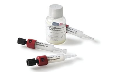 Botellas y jeringas, columnas y resinas de purificación Cytiva HiTrap™ estreptavidina sefarosa HP.