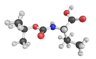 Reference standards of amino acids, peptides, and proteins Modelo molecular tridimensional que muestra una ordenación de átomos en varios colores que representan diferentes elementos: blanco para el hidrógeno, negro para el carbono, rojo para el oxígeno y azul para el nitrógeno. Este modelo suele utilizarse en química para representar la estructura de una molécula, ilustrando cómo se unen los átomos entre sí.