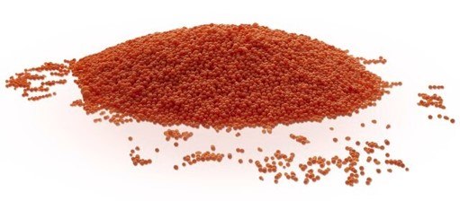 ChemBeads Microesferas de vidrio revestidas con catalizador ChemBeads en rojo.