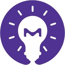 Get Site Smart Illustration of a white light bulb on a purple background. There is a purple "M" in the center of the bulb. There are short white lines around the light bulb indicating the bulb is lit brightly.