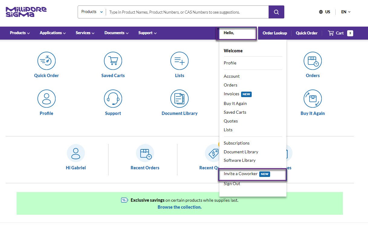 Invite a Coworker Step 1 La nueva función "Carga masiva de listas" permite cargar artículos con rapidez y facilidad, en lugar de introducirlos manualmente.