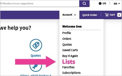 Account Menu Dropdown Desplegable del menú para Cuenta