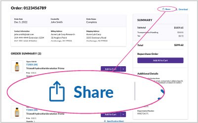 Share order Pantallazo de Compartir pedido