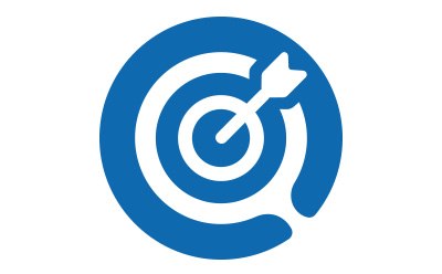 A blue circle with a white target with an arrow icon at its center.