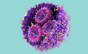 A 3D illustration of an mRNA/LNP