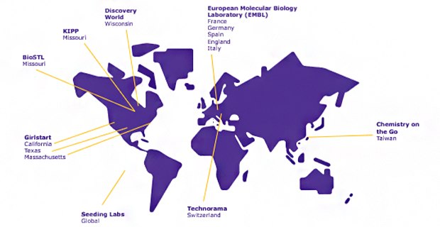 World map depicting partnership locations