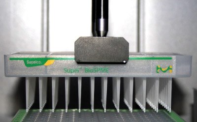 Supel™ BioSPME 96-Pin Device on Automated Liquid Handing System. Supel™ BioSPME 96-Pin Device on Automated Liquid Handing System.