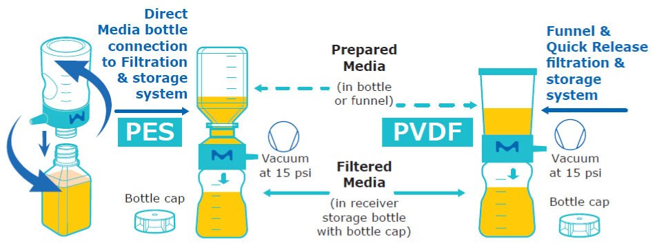 Preparation of cell culture media for T cells Workflow for preparation of cell culture media for T cells using Stericup® E and Stericup Quick Release sterile filters