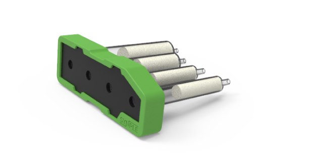 Boc protection cartridge Green Synple Boc protection cartridge featuring a black central panel and four reagent vials.