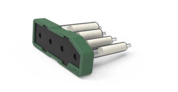 Nosyl protection cartridge Dark green Synple Nosyl protection cartridge with a black center panel and four reaction vials.