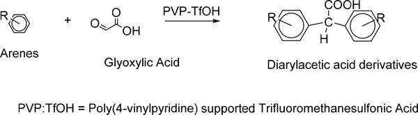 One pot solvent-free synthesis of diarylacetic acid derivatives by Friedel–Crafts hydroxyalkylation reaction of glyoxylic acid One pot solvent-free synthesis of diarylacetic acid derivatives by Friedel–Crafts hydroxyalkylation reaction of glyoxylic acid