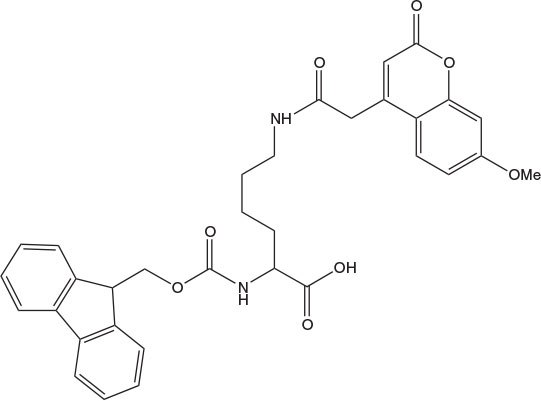 fmoc-lys-mcs-oh Chemical structure of Fmoc-Lys(Mca)-OH