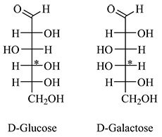 Structural formulae of glucose and galactose. Structural formulae of glucose and galactose.