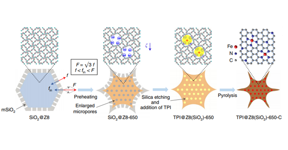 Data reported on ZIF-8-derived Fe-N-C catalyst Schematic of ZIF-8-derived Fe-N-C catalyst synthesis