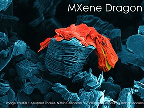 MXene Dragon - SEM image all MRS 2022 Science as Art winning image depicting a dragon made from MXene as viewed by SEM