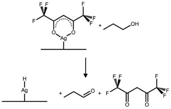 The oxidative dehydrogenation of propanol to produce a silver hydride moiety at a substrate surface. The oxidative dehydrogenation of propanol