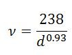 Formula used to determine tube diameter