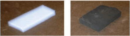 photographs-showing-un-doped-and-carbon-doped Photographs showing un-doped (left) and carbon-doped (right) ultra-low density SiO2 network material.