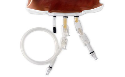 Connection of bag with inlet tubing, outlet tubing, and injection port (from left to right) Ready-to-use and pre-filtered culture media bag with Connection of bag with inlet tubing, outlet tubing, and injection port (from left to right).