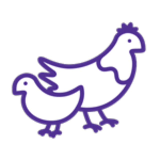 Graphic of a chicken and a chick