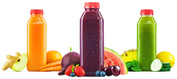 tests-for-beverage-spoilage-detection Different colored vegetable and fruit juices